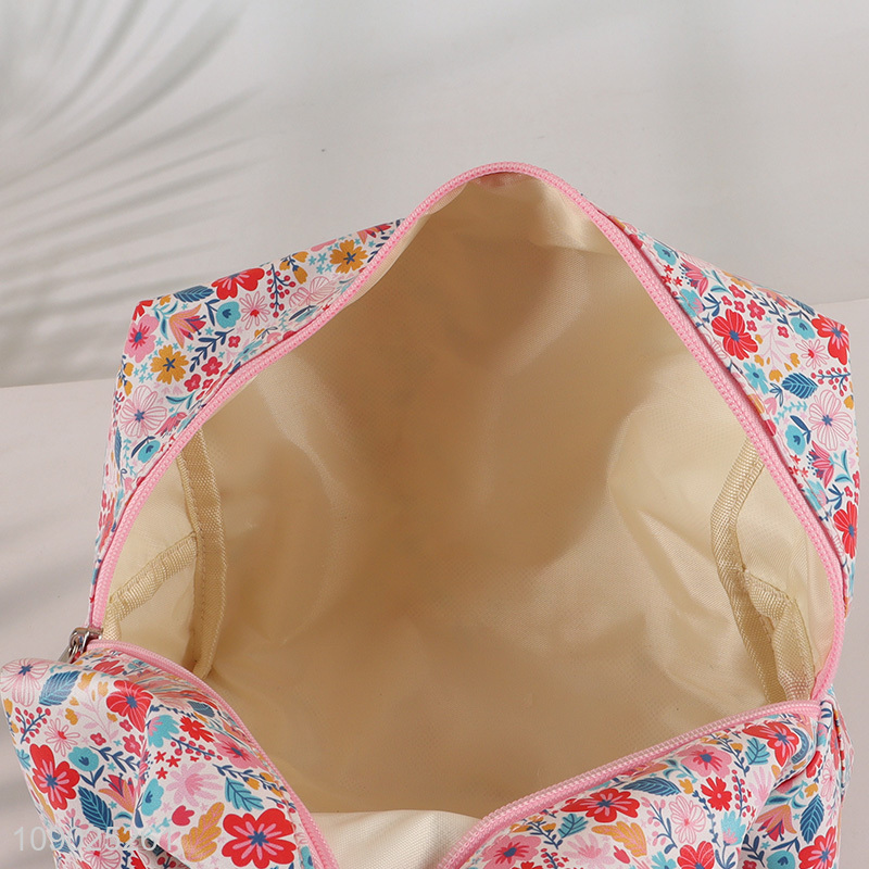 Hot items flower printed travel makeup bag cosmetic bag with zipper