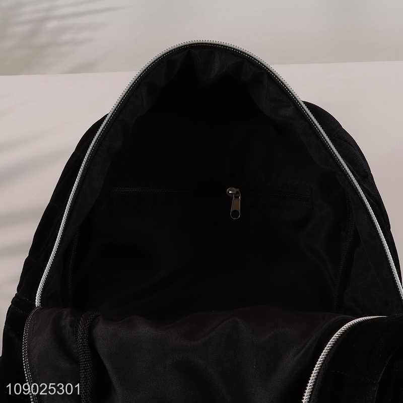 Best quality black fashionable women men polyester causal backpack