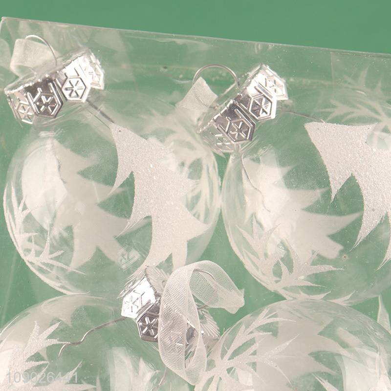New arrival 6pcs PET clear round Christmas decoration hanging ornaments Christmas ball