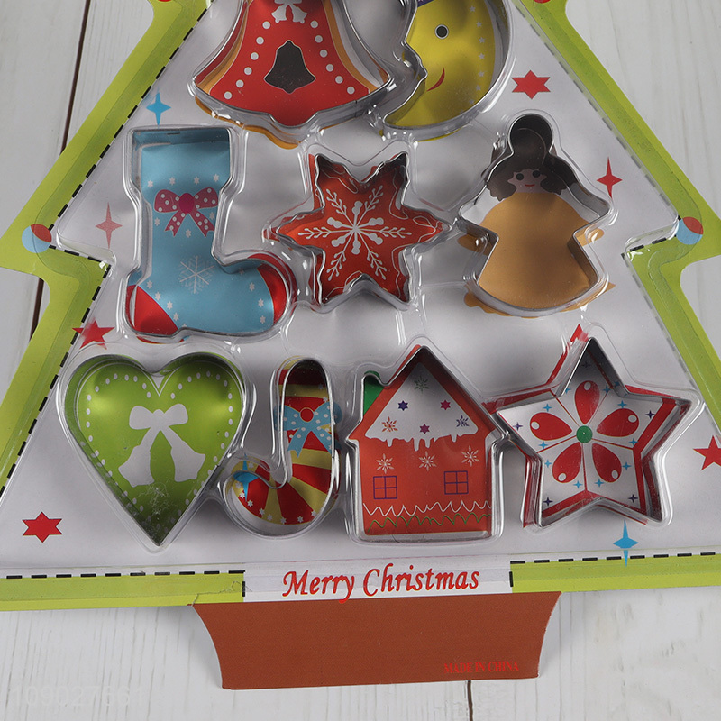 New Product 10PCS Stainless Steel Christmas Cookie Cutters Set Cookie Tools