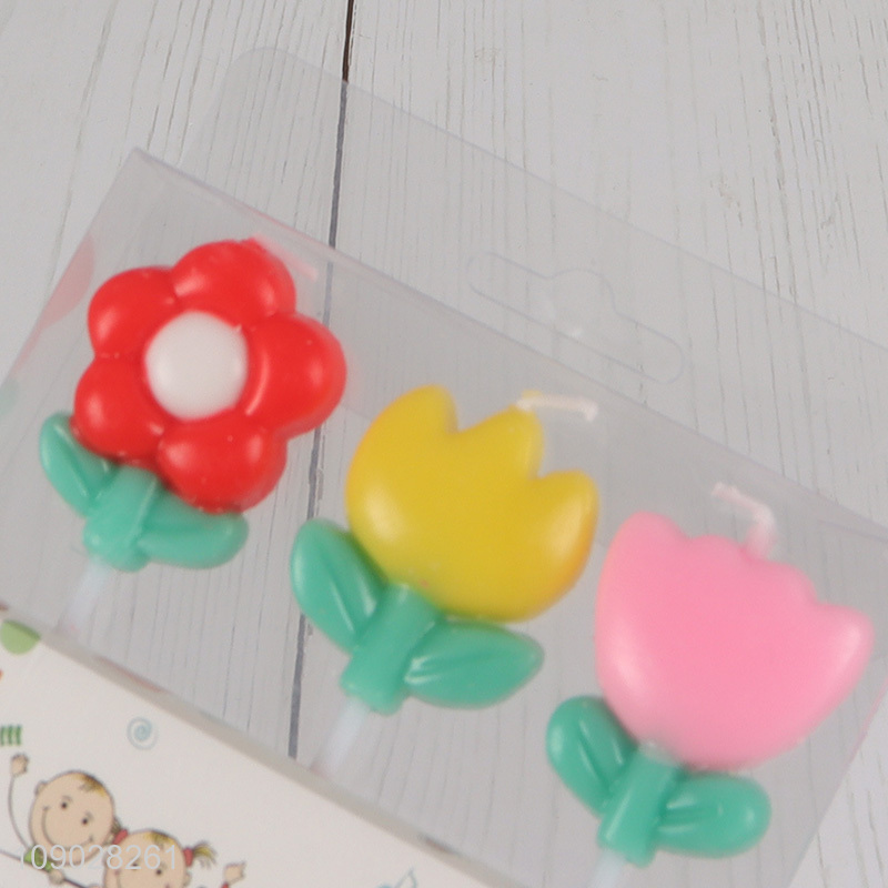 Good selling 3pcs multicolor birthday cake candle kids cupcake candle wholesale