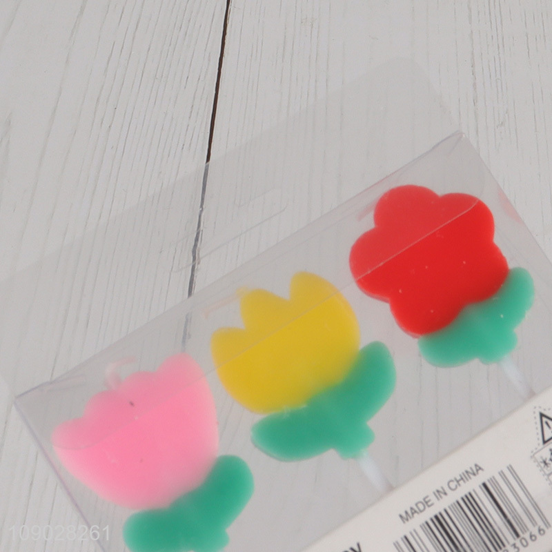 Good selling 3pcs multicolor birthday cake candle kids cupcake candle wholesale
