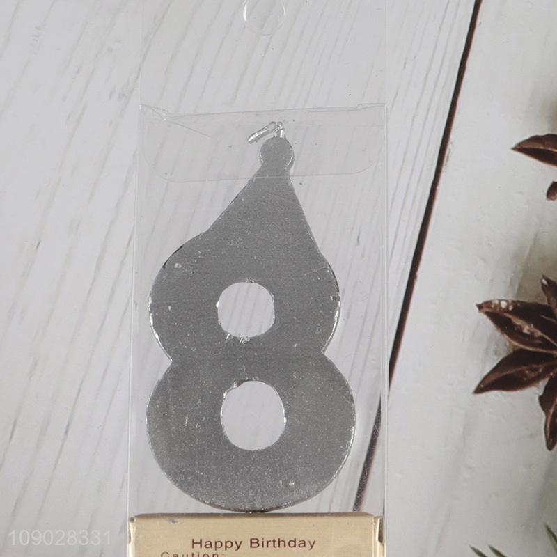 Most popular silver birthday cake candle decorative cupcake number candle