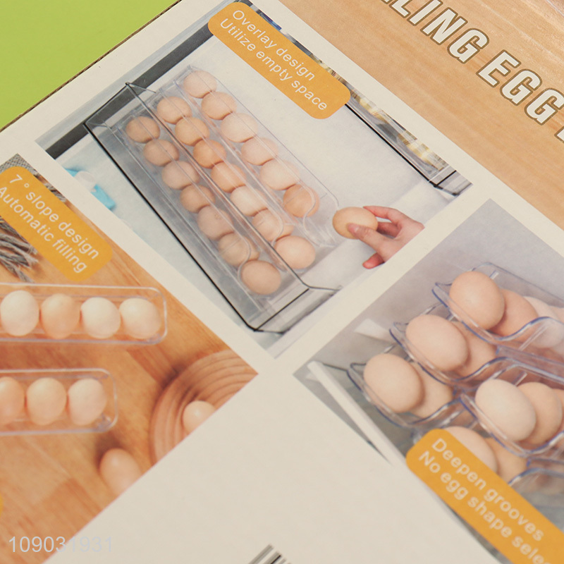 China wholesale clear 3layers rolling egg box egg stacked storage box for kitchen