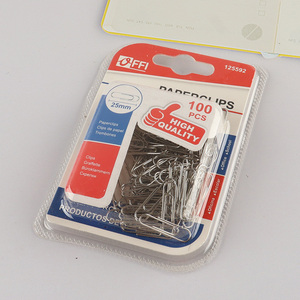 Factory wholesale school office 25mm 100pcs silver paper clips set