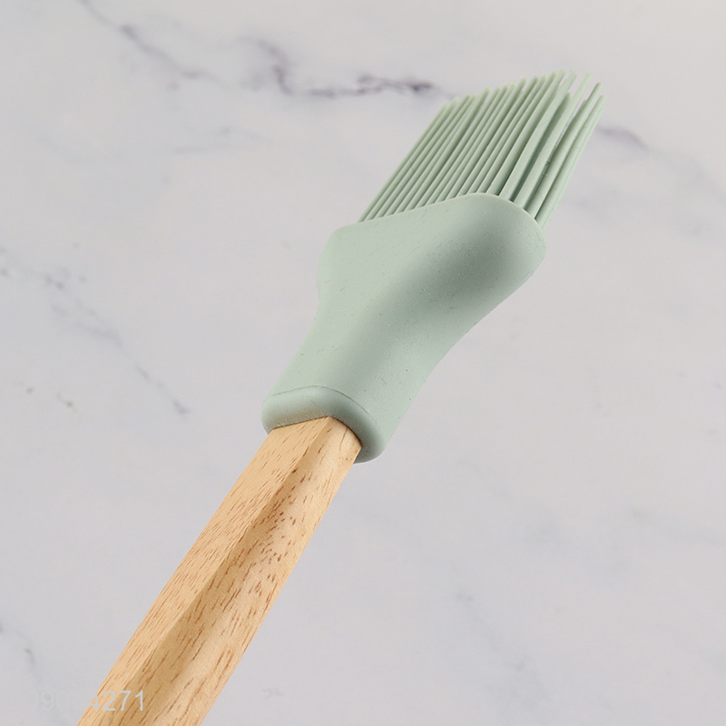 Top quality silicone barbecue brush oil brush with wooden brush