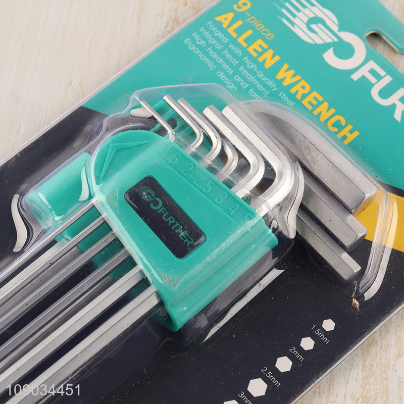 China factory 9pcs professional hand tool hex wrench set for sale