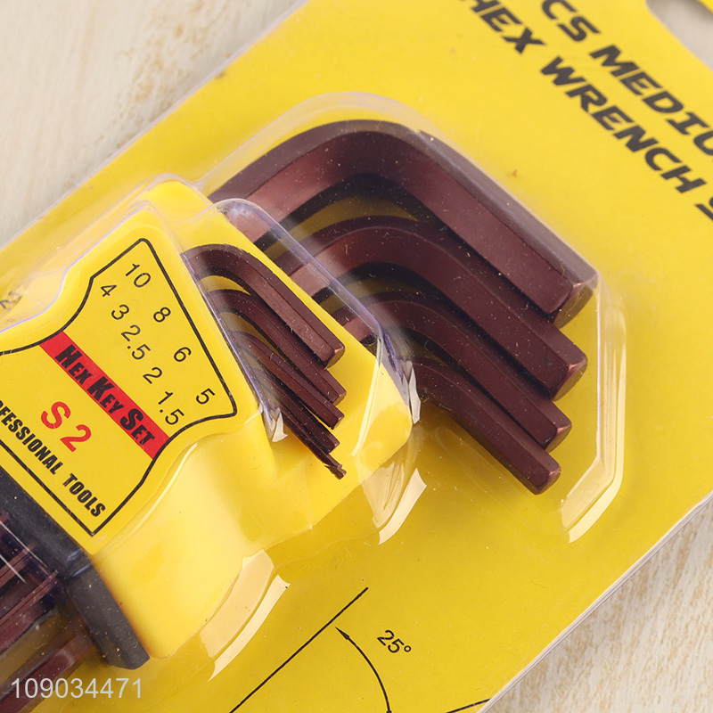 Top products 9pcs professional hand tool medium long hex wrench set