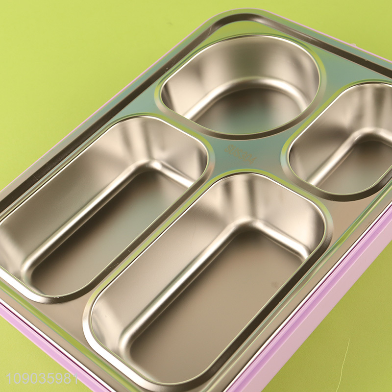 Top selling stainless steel reusable 4compartment leak proof lunch box
