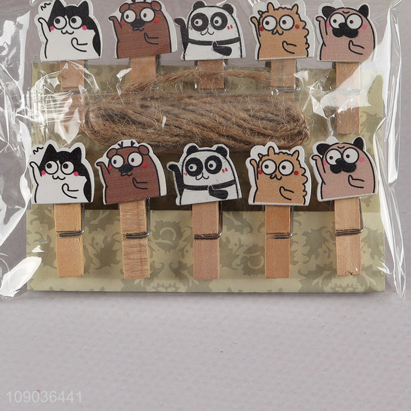 Good Quality 10PCS Cartoon Wooden Clothespins Wood Clips for Craft Hanging