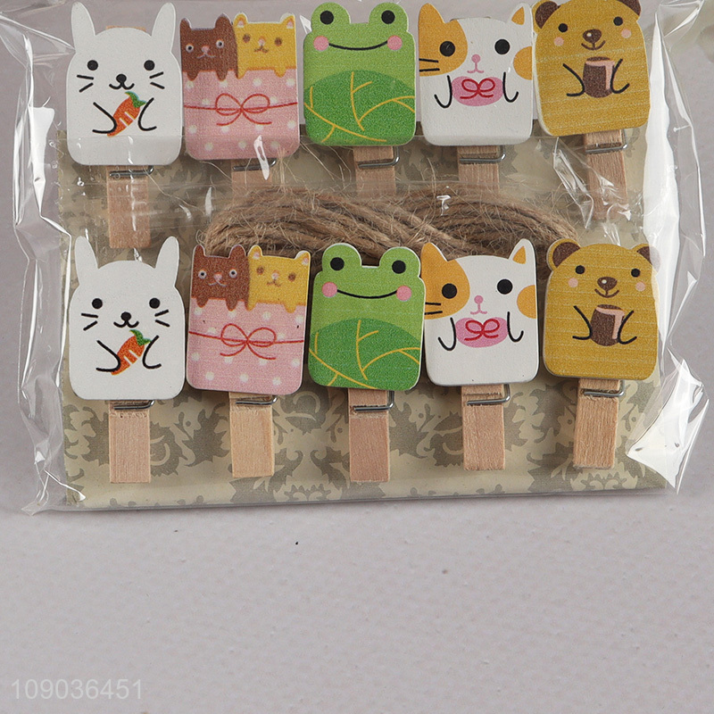 New Arrival 10PCS Mini Cartoon Wooden Clothespins for Crafts Photo Hanging