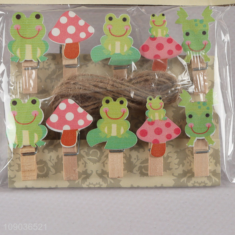 Good Quality 10PCS Cartoon Wooden Clips Clothes Pins for Photo Hanging