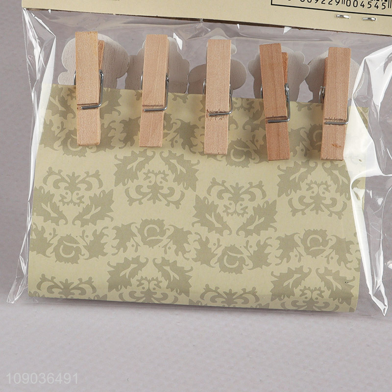 Online Wholesale 10PCS Cute Cartoon Wooden Clothespins Small Photo Memo Clips