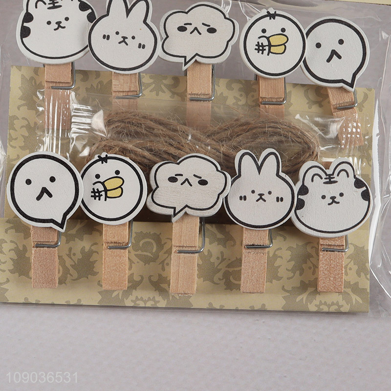 New Arrival 10PCS Mini Wooden Clothespins Cartoon Wooden Memo Photo Clips