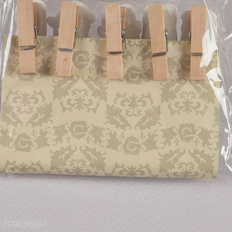 Good Quality 10PCS Cute Cartoon Wooden Clothes Pins Wooden Photo Clips