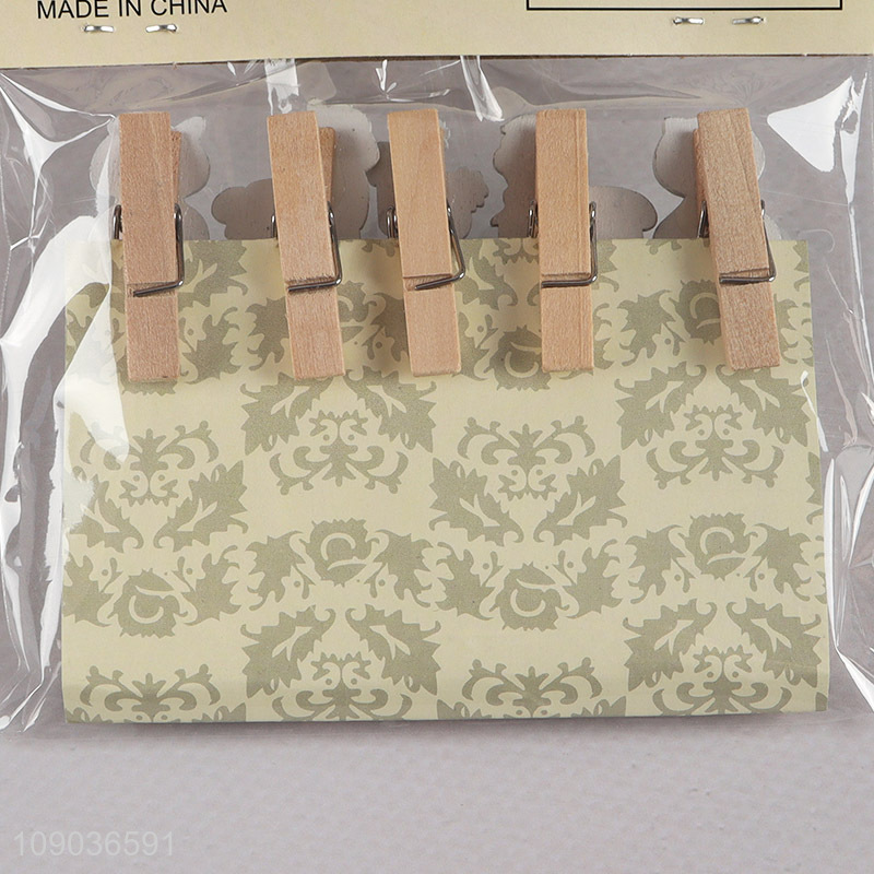 Hot Selling 10PCS Cute Cartoon Wooden Clothespins Small Photo Memo Clips