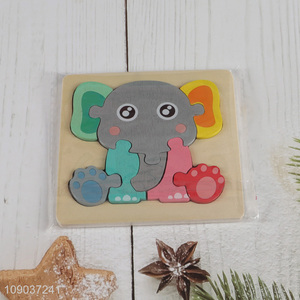 Factory Wholesale Cartoon Elephant Wooden Puzzle Montessori Learning Toy Birthday Gifts