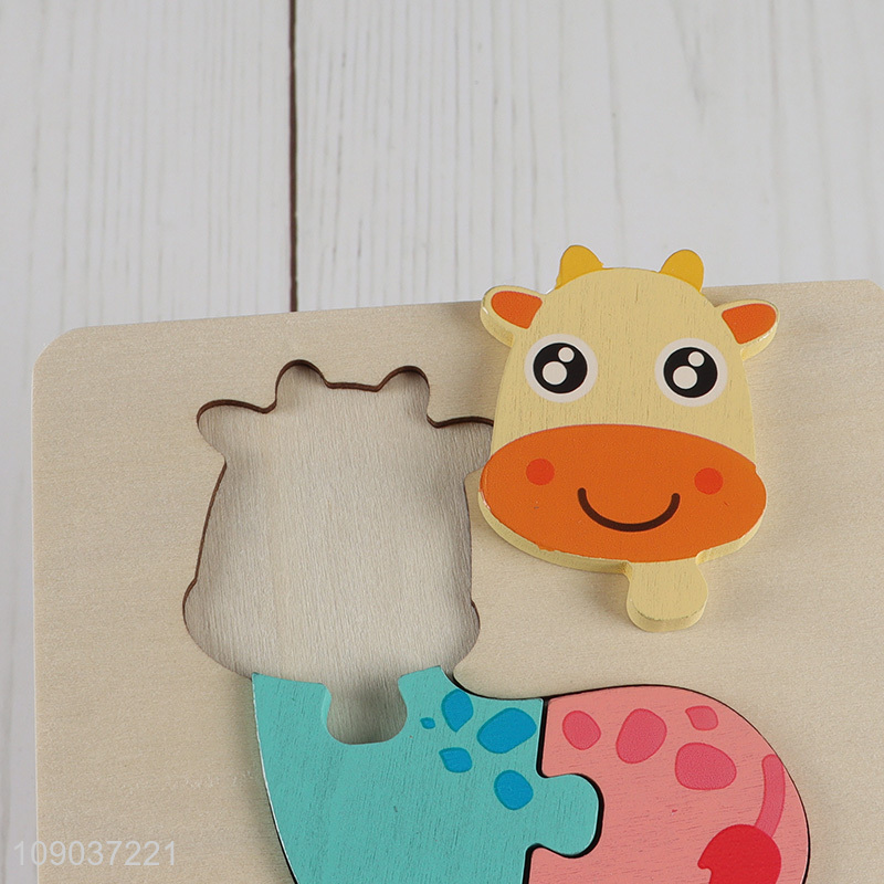 Hot Selling Cartoon Cow Wooden Puzzle Montessori Educational Learning Toys