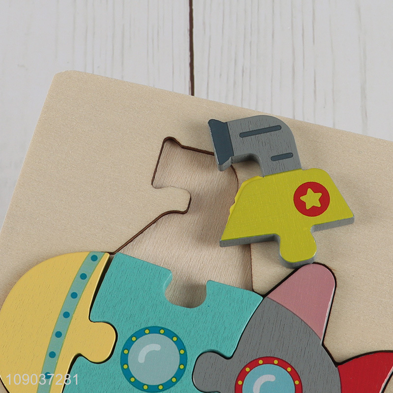 High Quality Cartoon Rocket Wooden Puzzle Montessori Educational Learning Toys