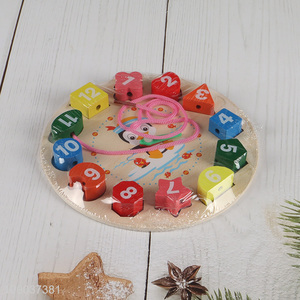 Wholesale Montessori Toy Wooden Lacing Toy Number Threading Beads for Boys Girls