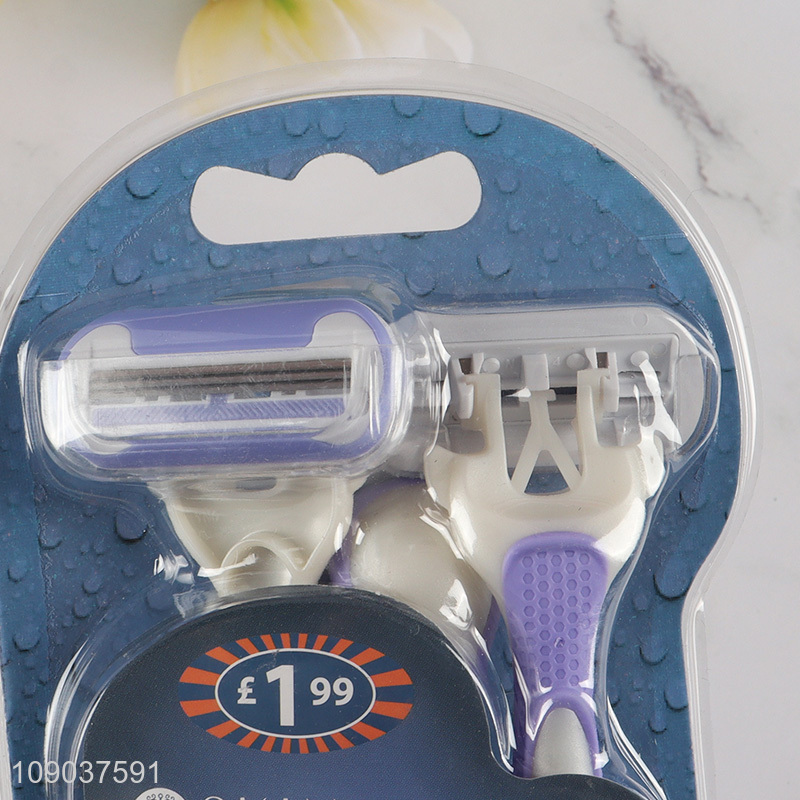 Promotional 4 Pieces Triple Blade Razors Disposable Razors with Lubricating Strip