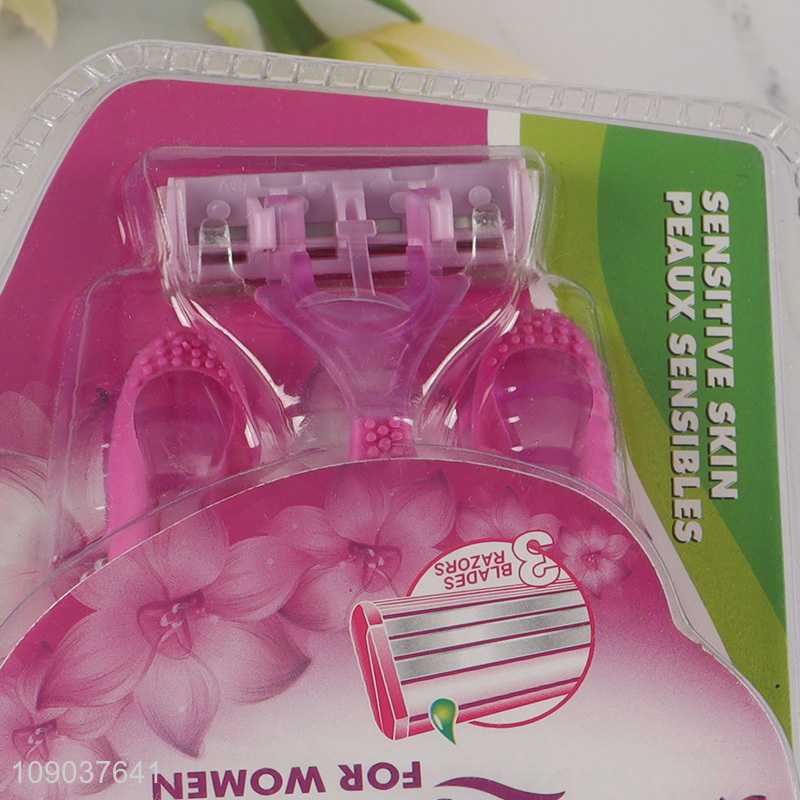Online Wholesale 3 Pieces Triple Blade Disposable Sensitive Skin Razors for Women
