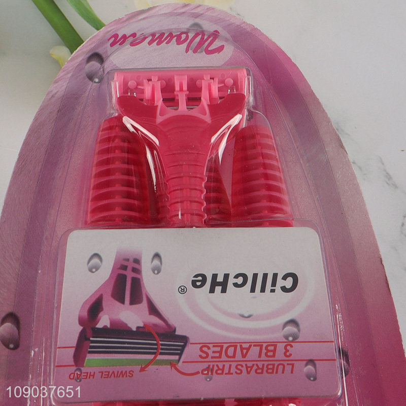 Hot Selling 6 Pieces Triple Blade Ergonomic Design Disposable Women's Razors