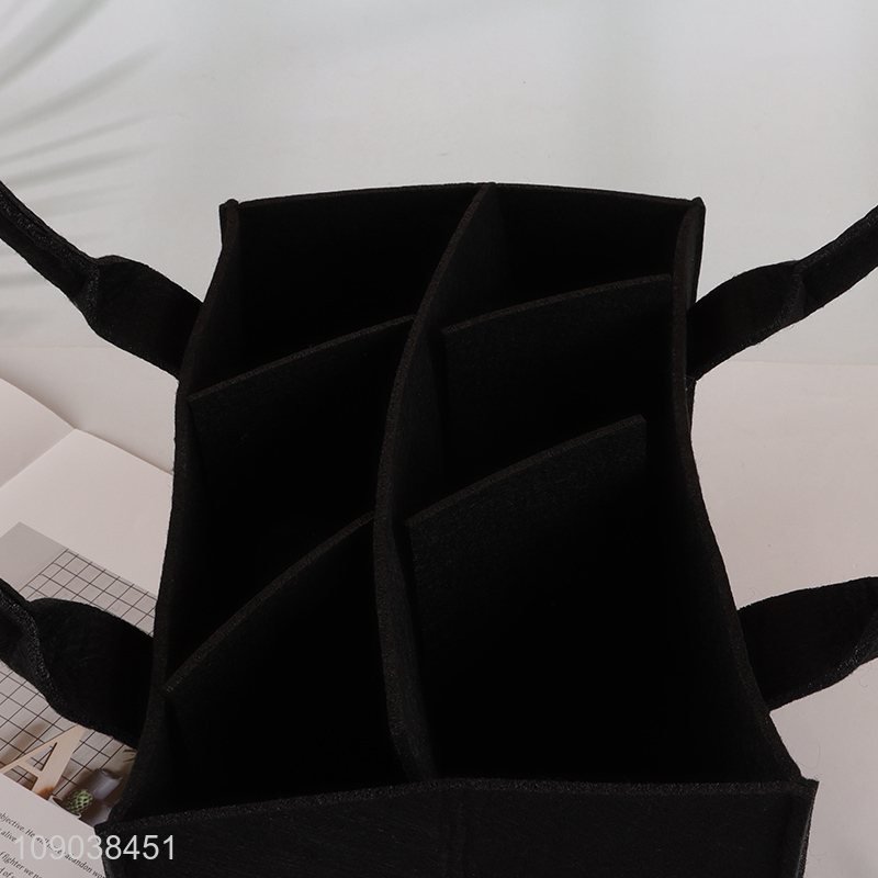 New Product 6-Bottle Wine Carrier Bag Portable Felt Wine Tote Bag for Picnic