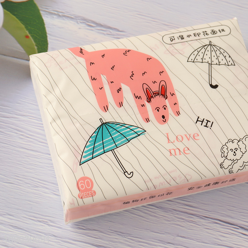 Top selling 60pcs skin-friendly wood pulp tissue facial tissue