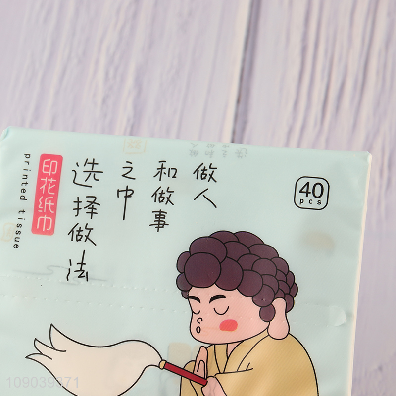 Top quality cartoon printed portable wood pulp tissue facial tissue