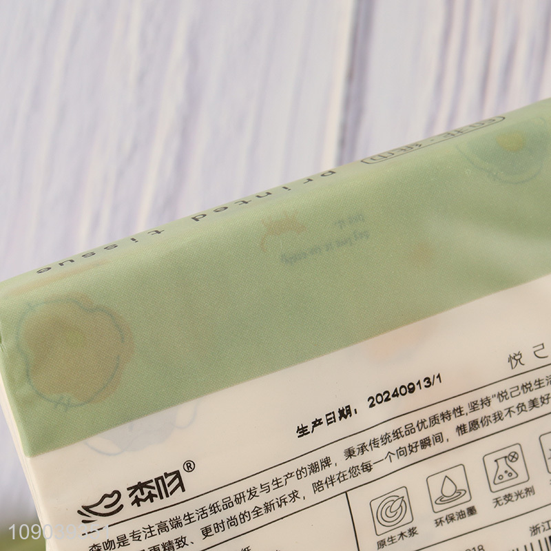 Top quality printed 40pcs wood pulp tissue facial tissue napkin for home restaurant