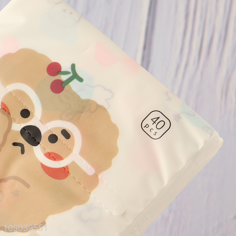 Top quality printed portable wood pulp facial tissue napkin dry&wet dual-use tissue