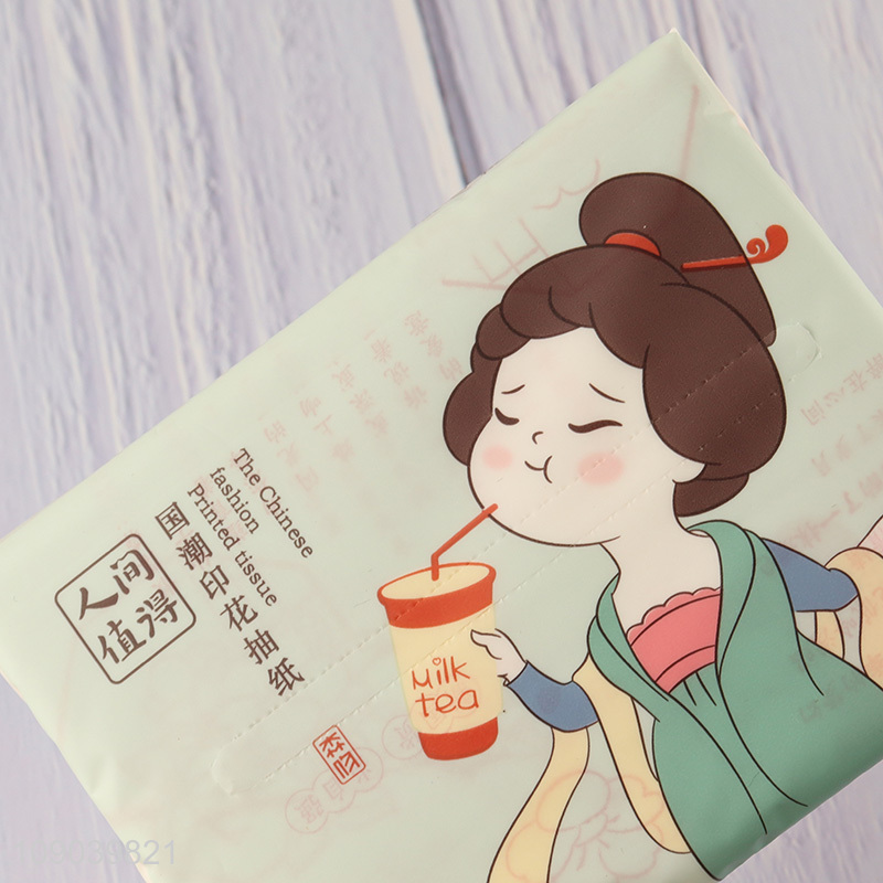 Best selling printed portable 120pcs wood pulp tissue facial tissue napkin wholesale