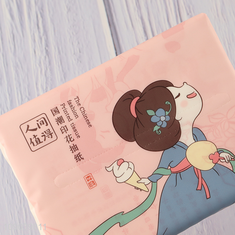 China supplier 120pcs printed wood pulp tissue facial tissue napkin
