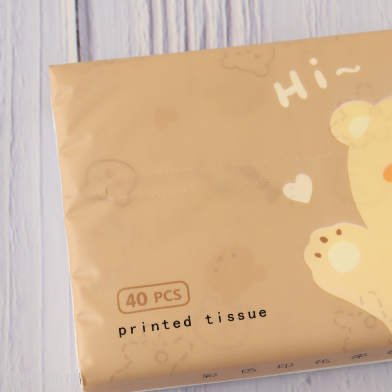 Top selling 40pcs printed wood pulp facial tissue napkin dry&wet dual-use napkin