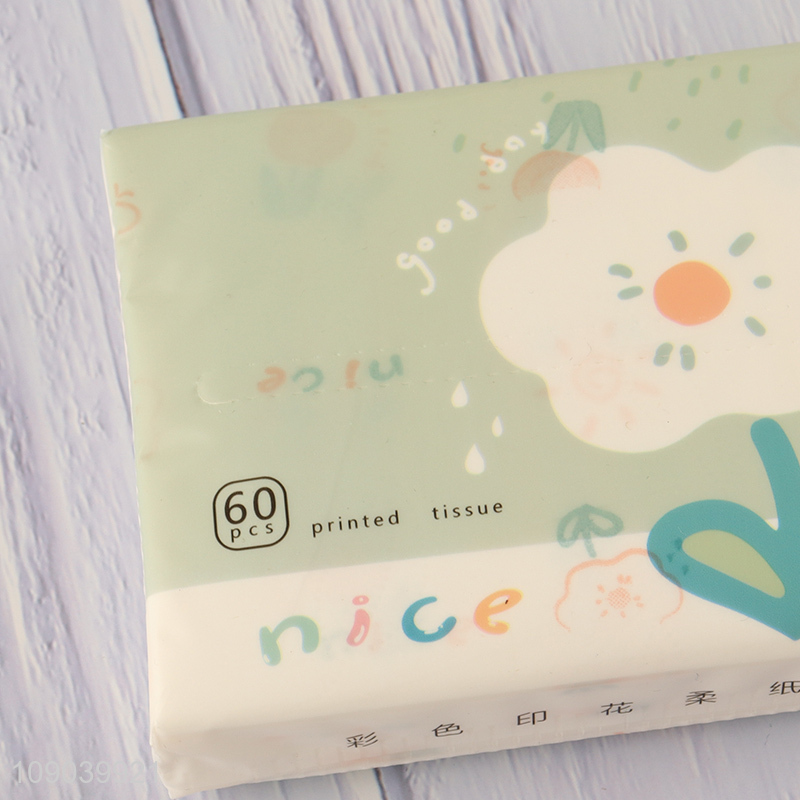 Hot selling printed skin-friendly wood pulp facial tissue dry&wet dual-use napkin