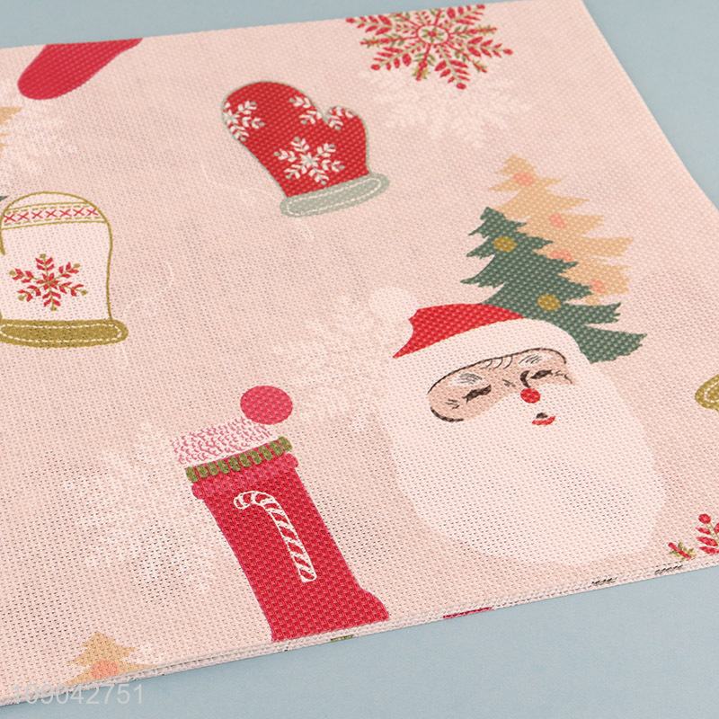 Latest design Santa Claus pattern rectangle pvc place mat dinner mat for tabletop decoration