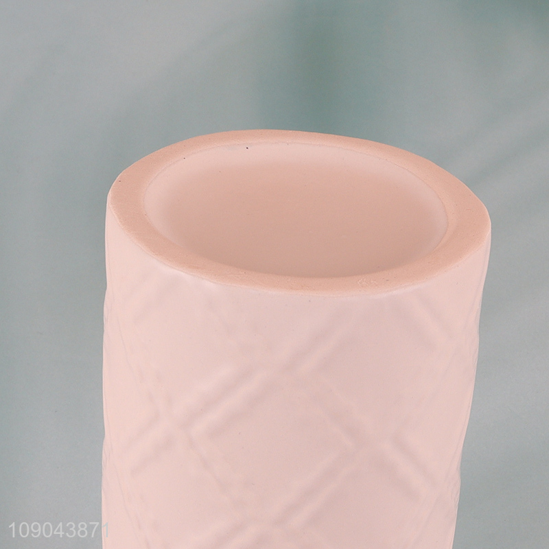 New Product 2-Slot Embossed Ceramic Toothbrush Holder Porcelain Toothpaste Holder