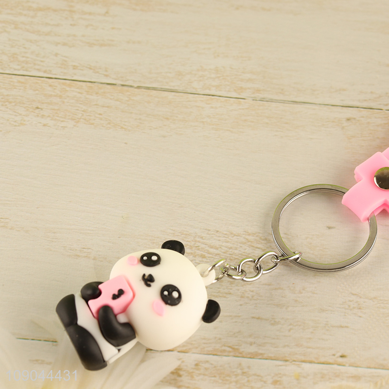 Top selling cartoon panda pendant portable silicone keychain wholesale
