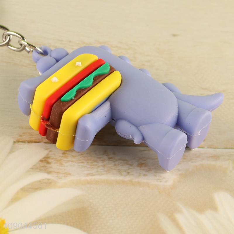 Top sale cartoon dinosaur pendant silicone cute children keychain wholesale