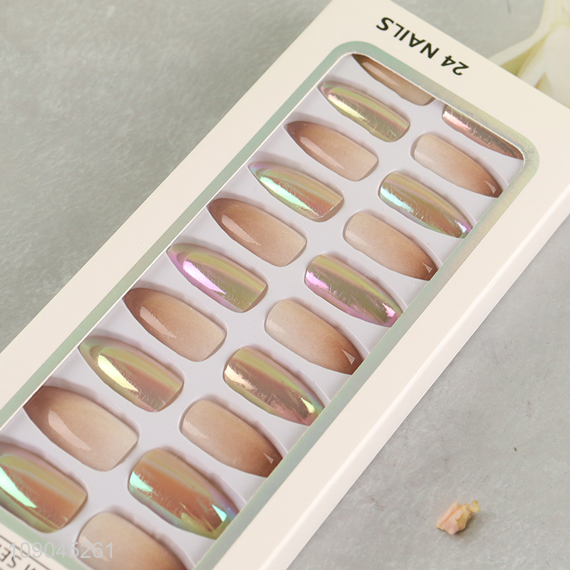 Top selling 24pcs natural women press-on nails fake nail for nail decoration