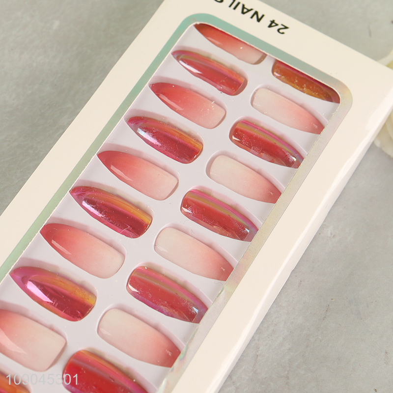 Online wholesale 24pcs girls fake nail press-on nails nail art decoration