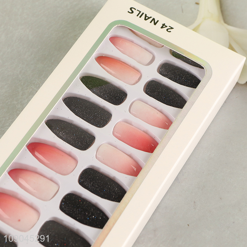 Hot products multicolor 24pcs women nail art decoration press-on nails
