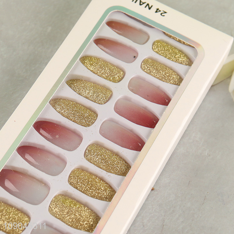 Good quality 24pcs natural fake nail press-on nails set for women