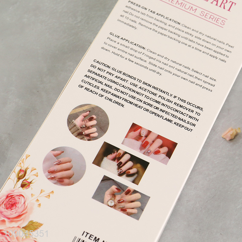 Low price 24pcs sticky on nails press-on nail fake nail set