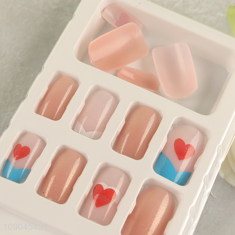 Factory supply 12pcs natural press-on gel nail fake nail set for women