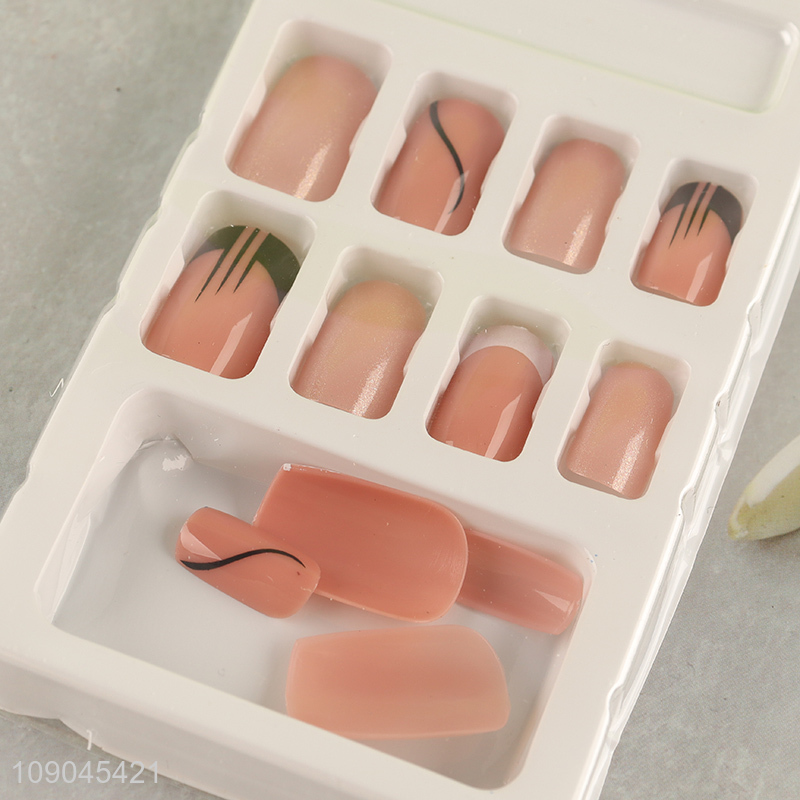 Factory price 12pcs nail art decoration press-on gel nail set