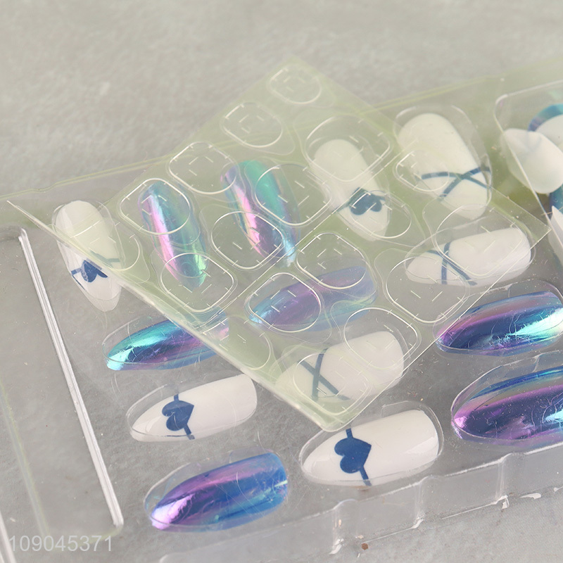 Good selling 24pcs natural sticky on nails press-on nail fake nail for women