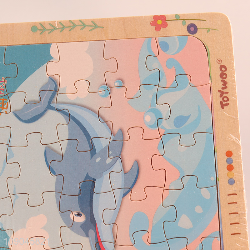 Hot selling cartoon dolphin pattern wooden puzzle toys jigsaw toys for kids