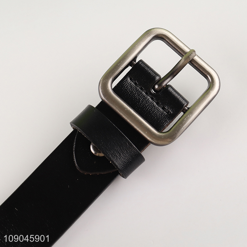 Good sale black adjustable men pu leather belt with metal buckle